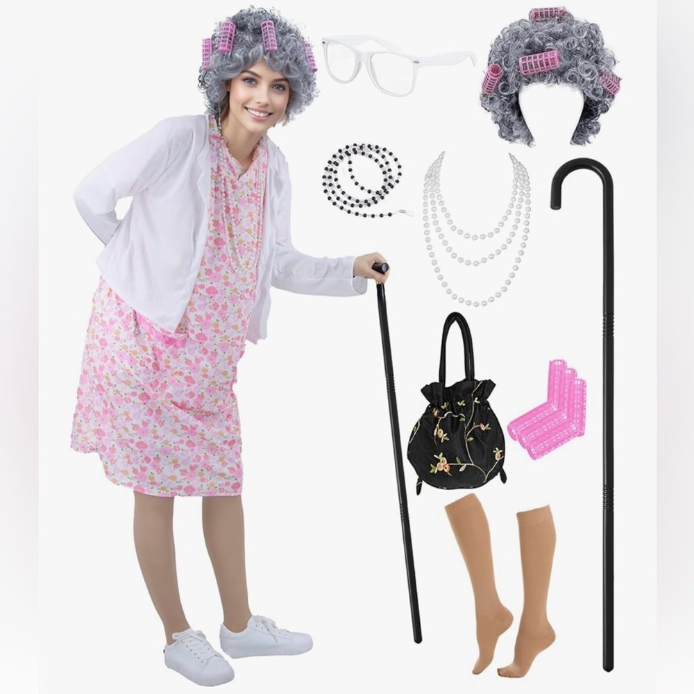 Floral Granny Costume Set with Accessories